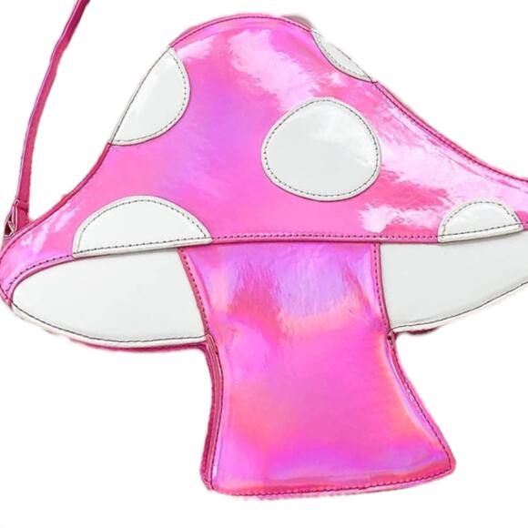 Shroomaroonies Psychedelic Pink MUSHROOM HANDBAG Purse 12x10 Crossbody Shoulder! - Picture 2 of 10